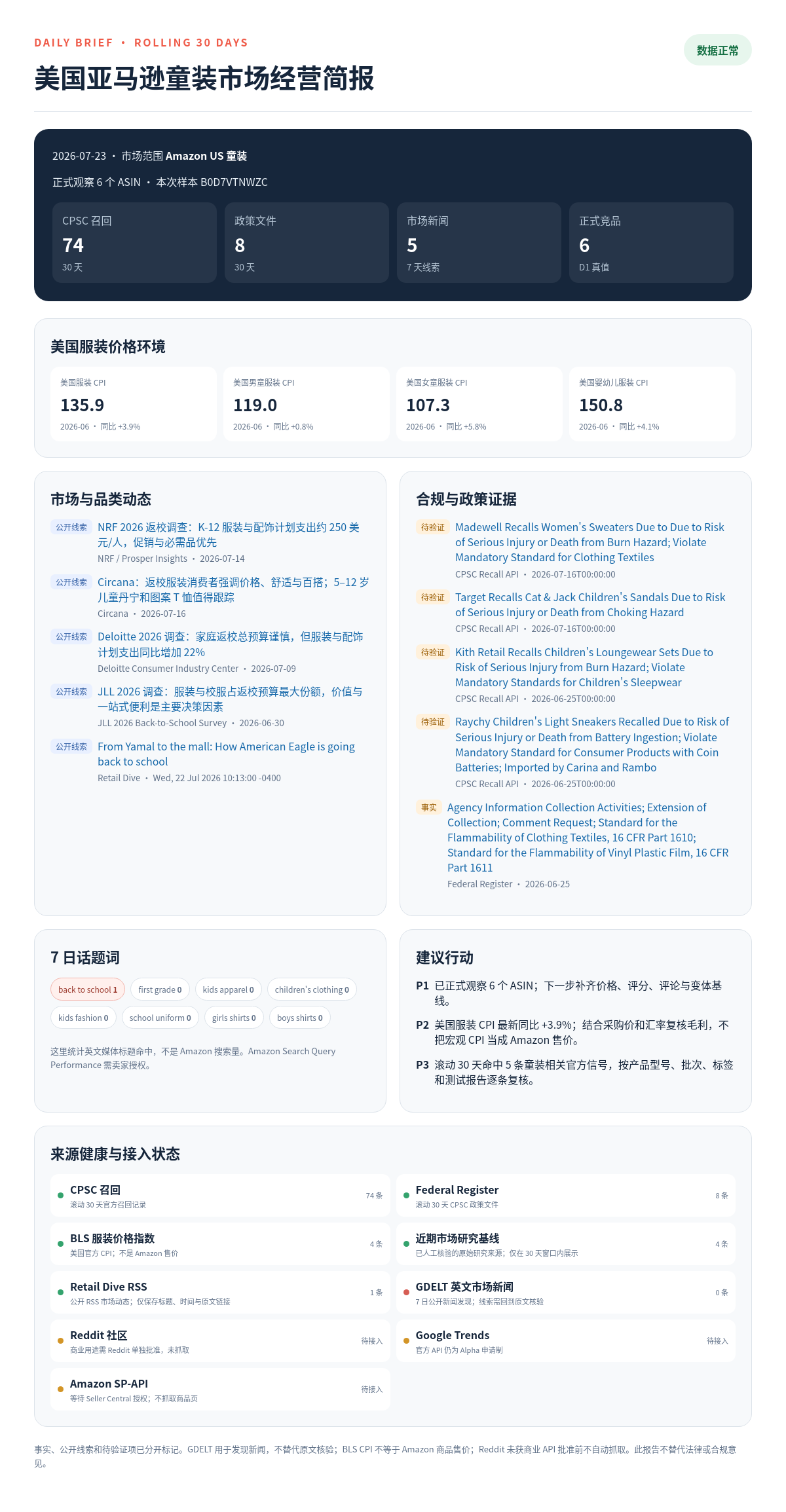 2026-07-23 美国亚马逊童装市场经营简报